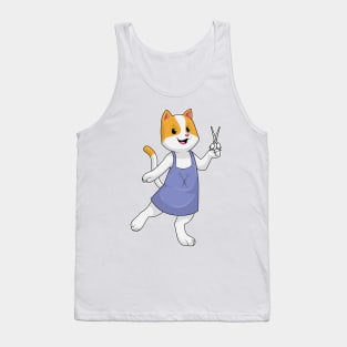 Cat as Hair stylist with Scissors Tank Top